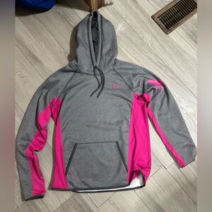 Gray and Pink Hoodie with Logo Under Armour